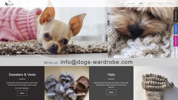 projekt strony www.dogs-wardrobe.com
